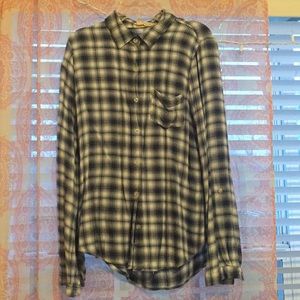 White, blue and black flannel